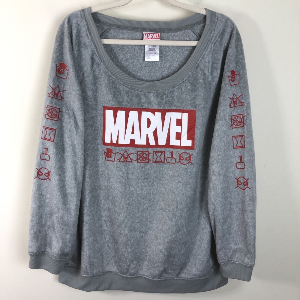 Marvel Comics Pjammy Avengers Brick Logo Pajama Top Women's Sz 3XL Gray NWT